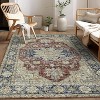 5x7 Washable Vintage Rug – Ultra-Thin Non-Slip Retro Medallion Carpet, Lightweight Floor Mat for Living, Bedroom, Dining, Home Office, Red - 2 of 4