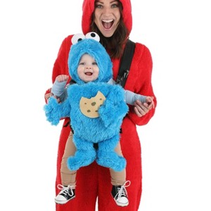 HalloweenCostumes.com One Size Fits Most   Sesame Street Cookie Monster Velour Baby Carrier Cover Costume,  Blue/Brown - 1 of 4