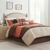 Gulches Palisades 7 Piece Coral Ivory Brown Colorblock Faux Suede Cal King Comforter Set - 3 of 4