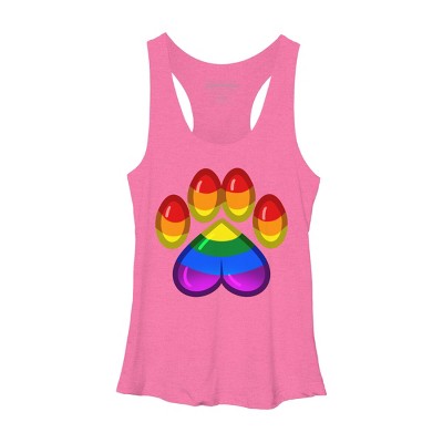 Adult Design By Humans Rainbow Pride Heart Pawprint By leashonlife Racerback Tank Top