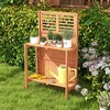Costway Wood Potting Bench Waterproof Garden Table with 2-Tier Open Storage Shelf - 2 of 4