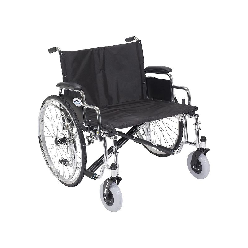 Drive Medical STD26ECDDA Bariatric Sentra EC Heavy Duty Extra Wide Carbon Steel Frame Wheelchair w/ 700 Pound Weight Capacity, & Chrome Finish, Black, 1 of 4