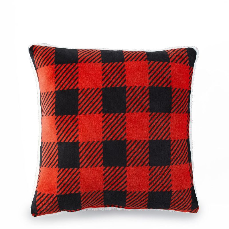 The Lakeside Collection Welcome Industrial Buffalo Check Throw Pillow - Winter Room Accent, 1 of 4