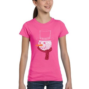 LA Pop Art Snowman Face - Girl's Word Art T-Shirt - 1 of 4