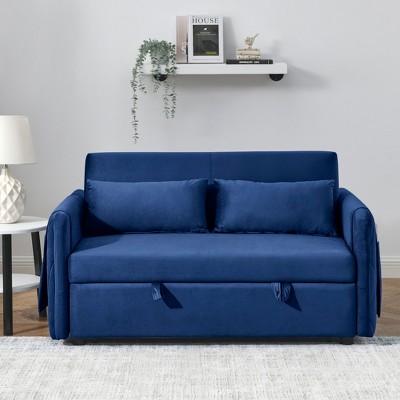 59.4 Upholstered Loveseat Sofa Couch, Pull-out Sofa Bed With Side Pocket,  Gray-modernluxe : Target