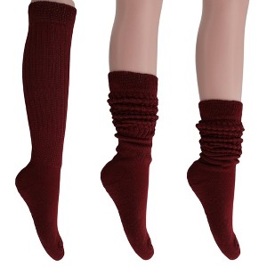 Women's Slouch Socks – Soft Cotton Scrunch Socks, Retro Knee-High Boot Socks for Casual Wear & Comfort (6 Pairs) - 1 of 1
