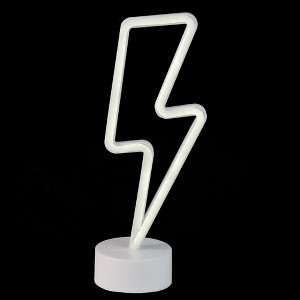 Northlight 11.5" Battery Operated Neon Style LED Lightening Bolt Table Light - White - 1 of 4