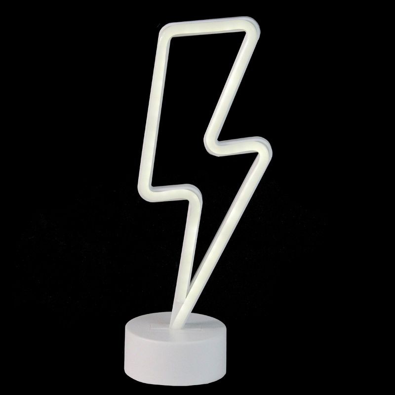 Northlight 11.5" Battery Operated Neon Style LED Lightening Bolt Table Light - White, 1 of 5