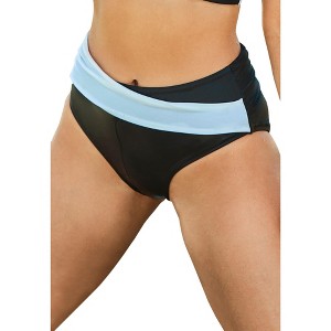 Swimsuits for All Women's Plus Size Hollywood Colorblock Wrap Bikini Bottom - 1 of 4