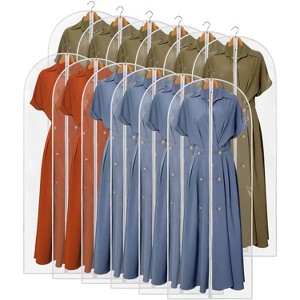 Clear Plastic Garment Bags, Waterproof Zippered Covers for Coats, Jackets & Shirts - 1 of 4