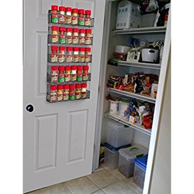 Black Metal 5-Tier Wall-Mount Spice Rack Organizer