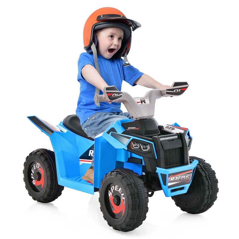 Costway Kids Ride on ATV 4 Wheeler Quad Toy Car 6V Battery Powered Motorized Toy Blue, 1 of 10