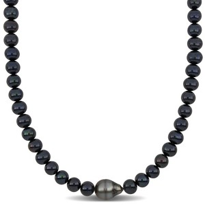 EVERLY JEWELRY |Men's 8.5-9mm Cultured Freshwater Black Pearl 11.5-12mm Tahitian Baroque Black Pearl Necklace Sterling Silver Clasp - 20 in. - 1 of 4