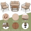 YOOCOZZ Bohemian 4-Person Outdoor Seating Set with Wood Table - Beige - 3 of 4