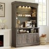 Coucheta Tall Coffee Hutch Coffee 72" Tall Bar Cabinet with LED Lights Farmhouse Buffet Cabinet with Storage Kitchen Sideboard - 3 of 4