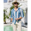Men's Casual Striped Button Down Shirts Stretch Long Sleeve Vacation Beach Shirts - 4 of 4