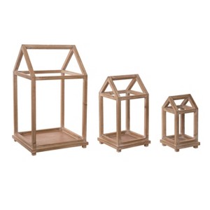 Transpac Wood 20.75" Brown Spring Framed Lanterns Set of 3 - 1 of 2