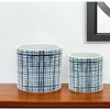 HomeRoots Set of Two White And Blue Ceramic Lattice 2 Ounce Round Pot Planters - 2 of 4