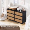 6-Drawer Rattan Dresser - Large Double Wide Wooden Chest with Deep Storage, Finish for Bedroom, Living Room, Nursery & Hallway Organization - 4 of 4