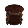 Hostack 22'' Retro Round End Table, Solid Wood Sofa Side Table with Shelf for Living Room, Cherry - 4 of 4