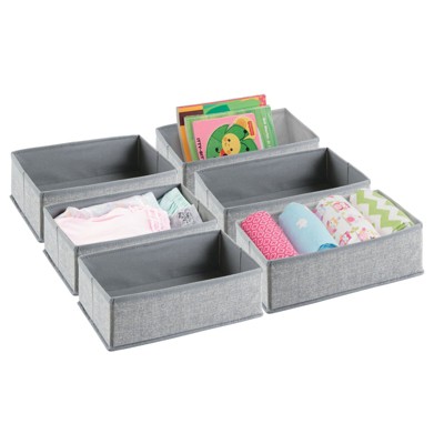 Image of mDesign Fabric Kid/Baby Nursery Drawer/Closet Organizer Bins, 6 Pack, Gray