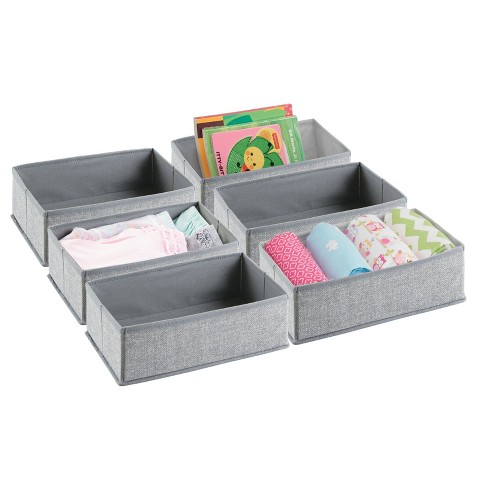 Mdesign Fabric Kid/baby Nursery Drawer/closet Organizer Bins, 6 Pack, Gray  : Target