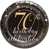 Blue Panda 80-Count 70Th Birthday Celebration Disposable Paper Plates 7 inches Black Party Supplies - 3 of 4
