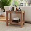Tangkula 19 Inch Teak Wood Shower Bench Inside Shower Stool w/ Storage Shelf for Adults - 2 of 4
