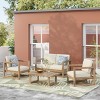 Christopher Knight Home Stefan Outdoor Acacia Wood 4 Seater Chat Set with Water Resistant Cushions, Brown/Beige - 2 of 4