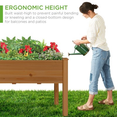 Acorn Brown Fir Wood Elevated Garden Planter Box