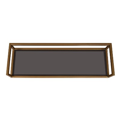 Elegant Gold and Black Glass Wall Display Shelf - 26.4" x 10.9"