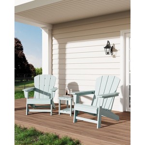 Outdoor Adirondack Chairs, HDPE Plastic Patio Chairs for All Weather, Weather-Resistant Fire Pit Chair with Wide Armrests & Slatted Back - 1 of 4