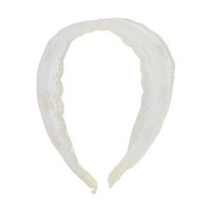 Unique Bargains Women's Elegant Vintage Lace Wide Bow Hairband White 1 Pc - 1 of 3