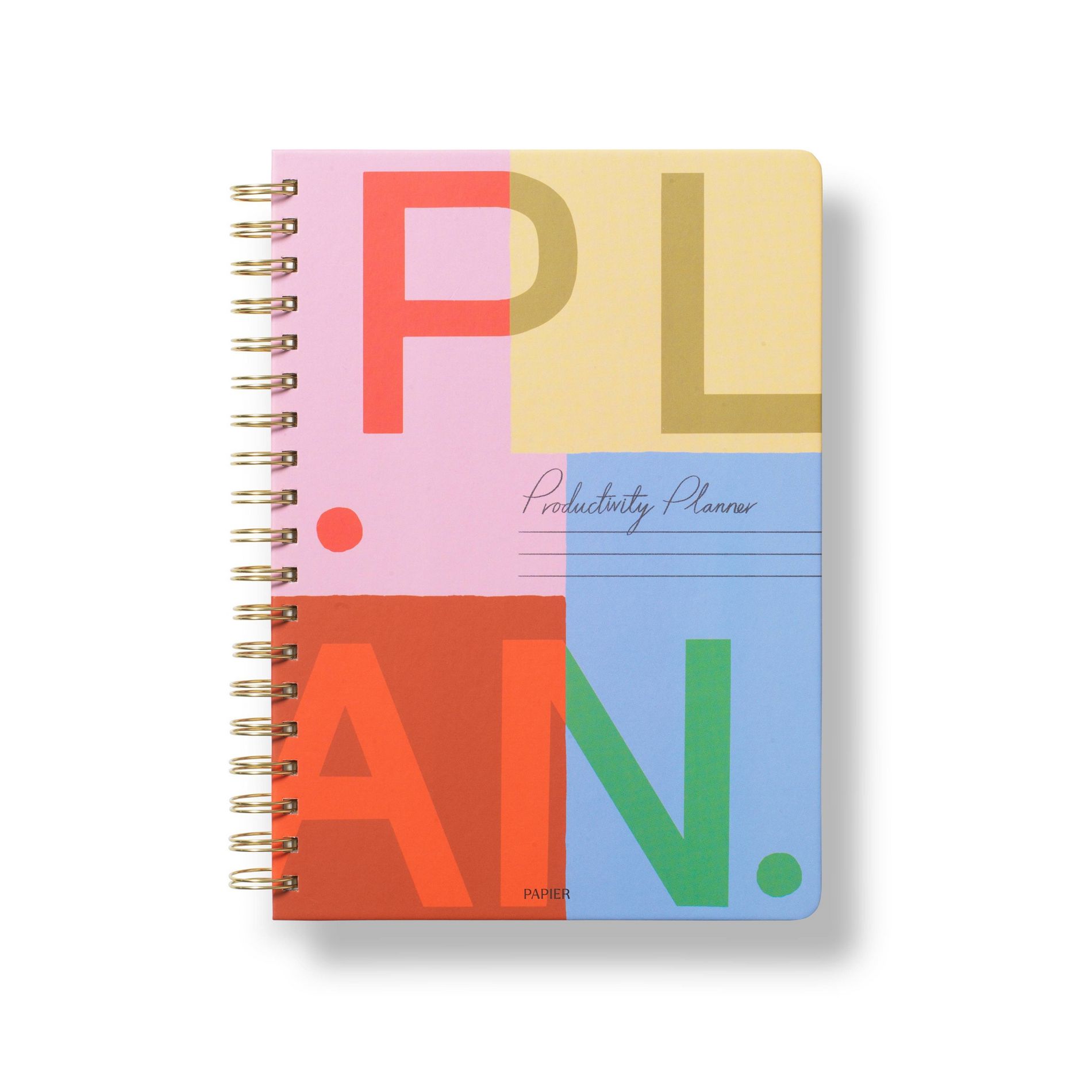 Papier Productivity Planner 9.84"x7.48" Spiral Plan Typographic, Hard Cover