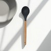 Unique Bargains Spoon Hand Wash Only Large Solid Spoon Silicone Wooden Handle 12.6" 1 Pc - 2 of 4