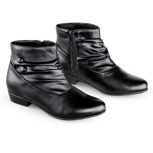 Collections Etc Faux Leather Scrunch Ankle Boots, Wide Width - 1 of 3