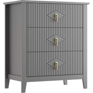27.6" Fluted 3-Drawer Dresser - Engineered Wood Storage for Small Spaces w/ Anti-Tip Hardware, Multi-Room Use - 1 of 1