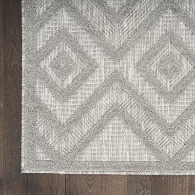 Silver Grey Diamond Flatweave Indoor Outdoor Area Rug 7' x 10'