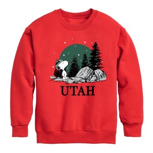 Boys' - Peanuts - Snoopy Utah Graphic Long Sleeve Fleece Sweatshirt - 1 of 4