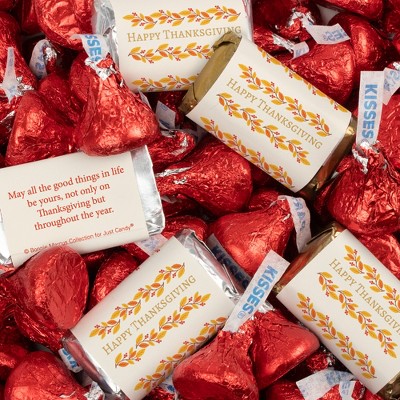 131 Pcs Thanksgiving Candy Party Favors Hershey's Miniatures & Chocolate Kisses - Red