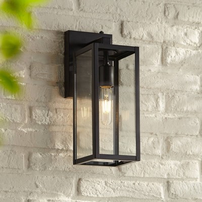 Mystic Black Modern Outdoor Wall Light Set with Clear Glass