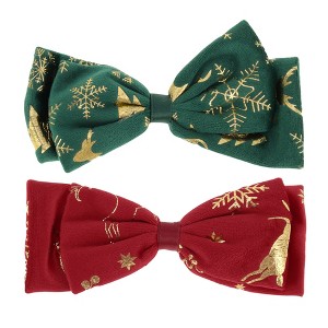 Unique Bargains Stylish Bows Hair Clips Green Red 2 Pcs - 1 of 4