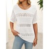 Womens Summer Tops Round Neck Lace Short Sleeve Casual Knit Top Blouse - 3 of 4