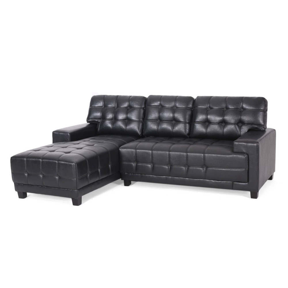 Photos - Storage Combination Harlar Contemporary Faux Leather Tufted 3 Seater Sofa and Chaise Lounge Se