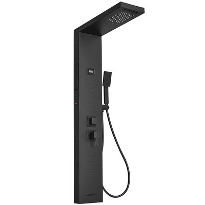 BWE 4-Jet Rainfall Shower Tower Shower Panel System with Rain Waterfall Shower Head and Shower Wand