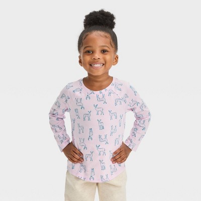 Toddler Girls' Deer Long Sleeve T-shirt - Cat & Jack™ Purple : Target