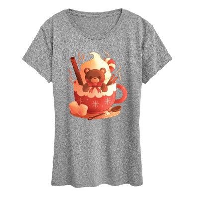 Women's - Instant Message - Holiday Bear Cocoa Mug Short Sleeve Graphic T-Shirt