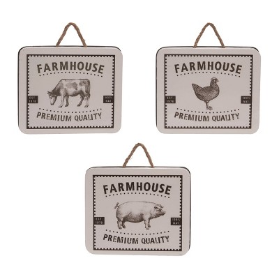 Transpac Metal Enamel Sign Set of 3 Spring Home Decorations