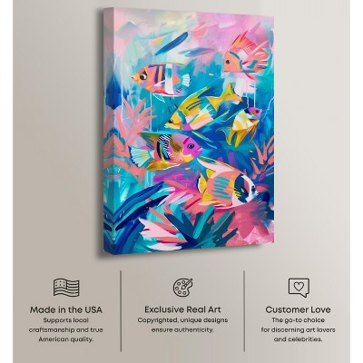 Colorful Coastal Sea Life Canvas Wall Art, 15" x 10"