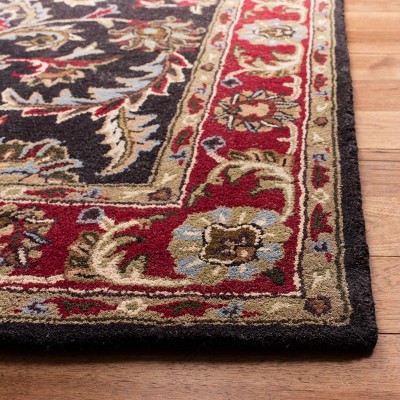 Hand-Tufted Chocolate and Red Wool Runner Rug, 2'3" x 10'
